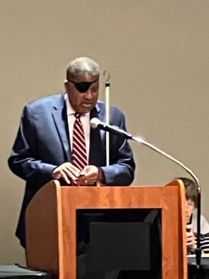 Donald Porterfield, the national representative speaks at the state convention.